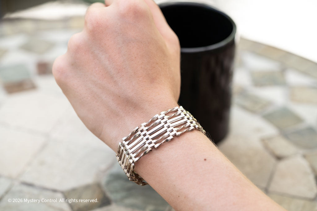 70's Heart Padlock Gate Bracelet in 925 Silver