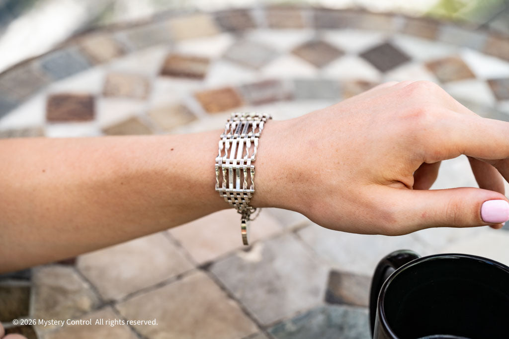 70's Heart Padlock Gate Bracelet in 925 Silver