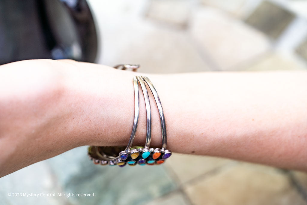 Southwestern Rainbow Cluster & 925 Silver Cuff Bracelet