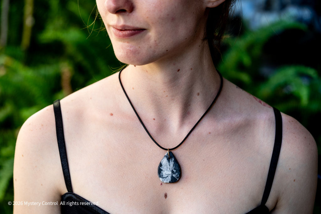 Chrysanthemum Stone 14K GF & Leather Necklace