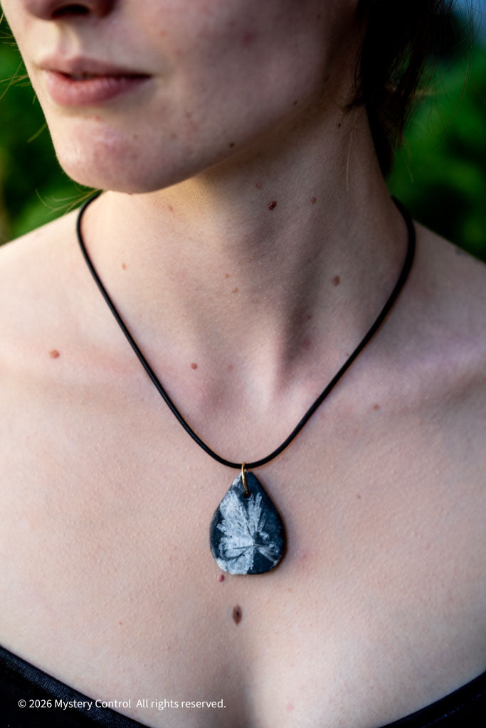 Chrysanthemum Stone 14K GF & Leather Necklace