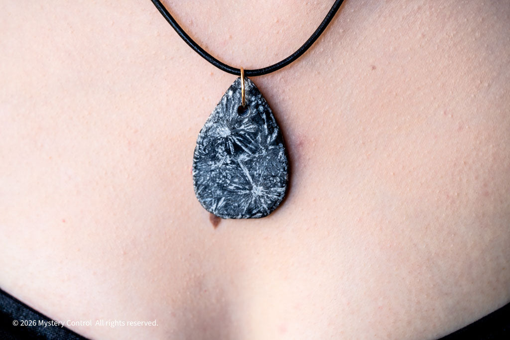 Chrysanthemum Stone 14K GF & Leather Necklace