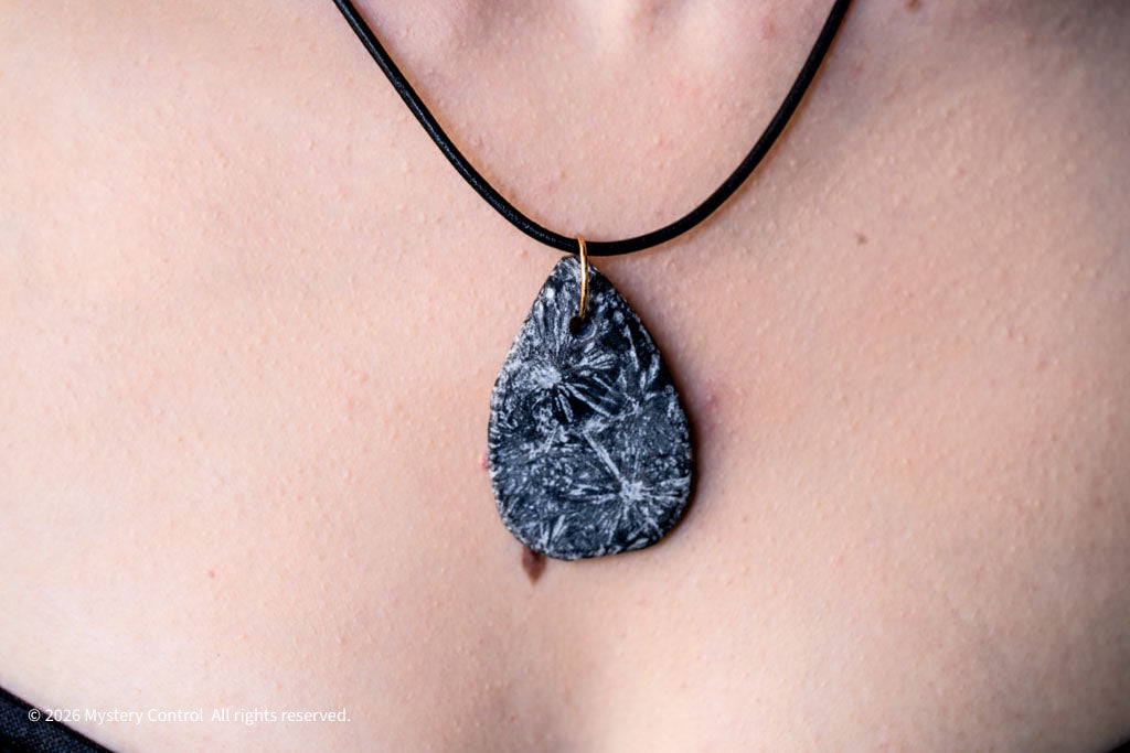 Chrysanthemum Stone 14K GF & Leather Necklace
