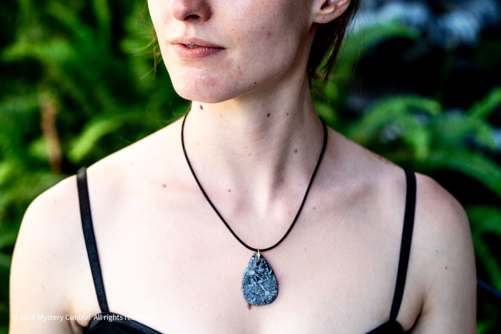 Chrysanthemum Stone 14K GF & Leather Necklace