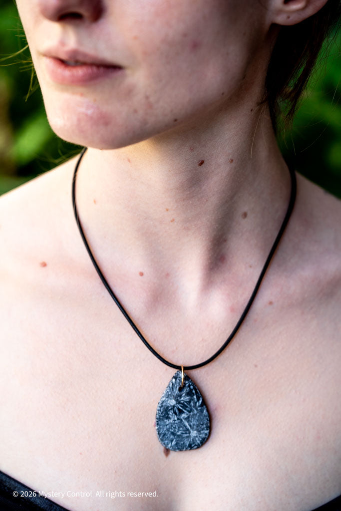 Chrysanthemum Stone 14K GF & Leather Necklace