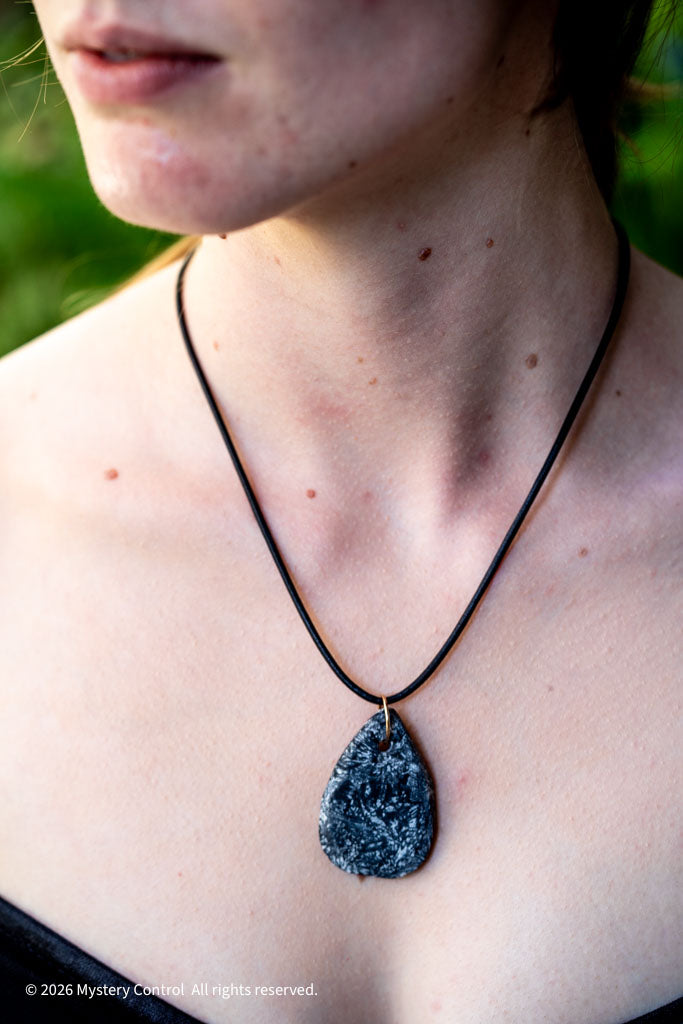 Chrysanthemum Stone 14K GF & Leather Necklace