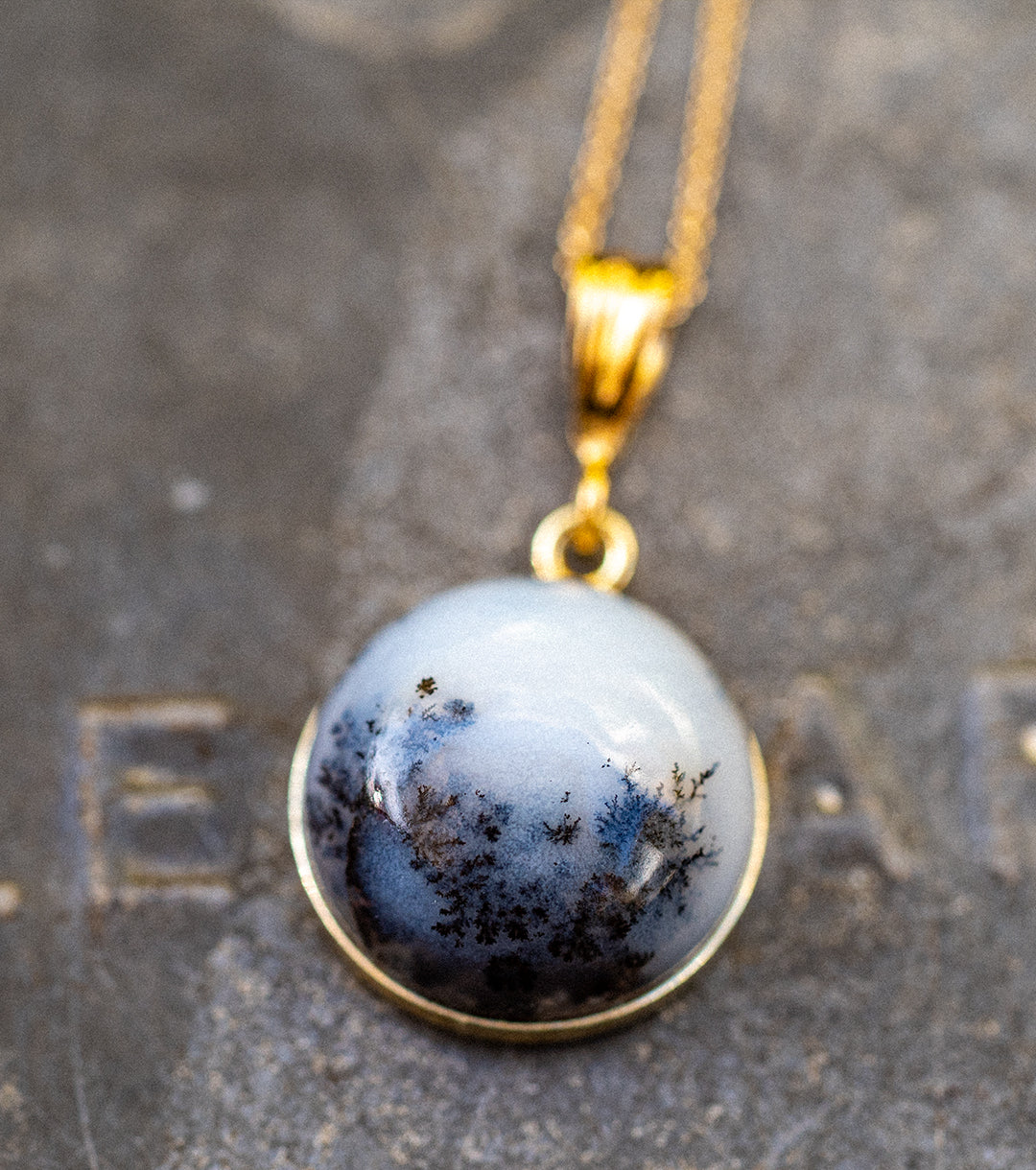 Merlinite Dendritic Opal 14K Gold-Filled Charm Necklace