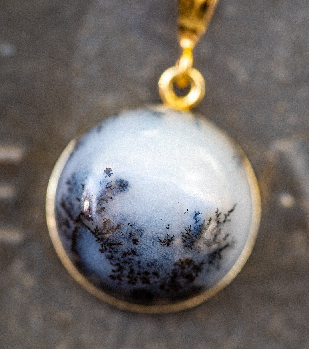 Merlinite Dendritic Opal 14K Gold-Filled Charm Necklace