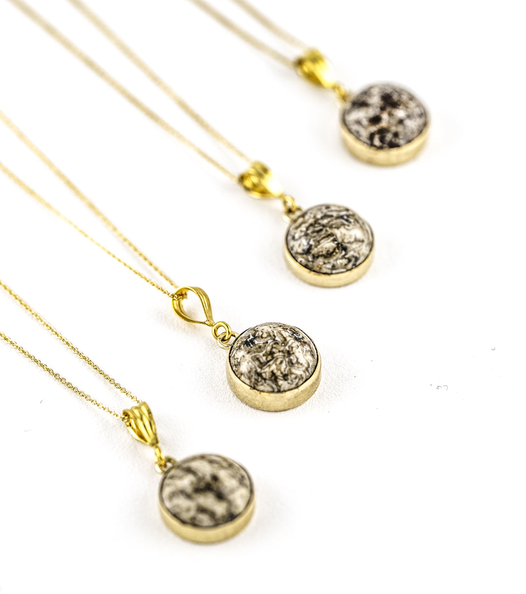 Moroccan Dinosaur Bone with 14K Gold-Filled 925 Silver Charm Necklace