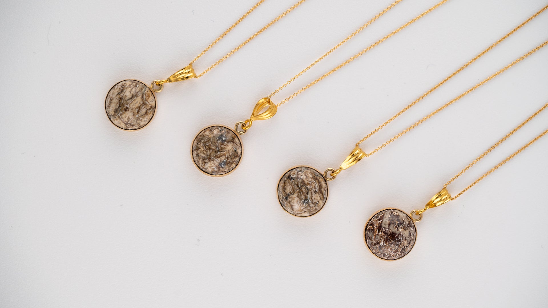 Moroccan Dinosaur Bone with 14K Gold-Filled 925 Silver Charm Necklace