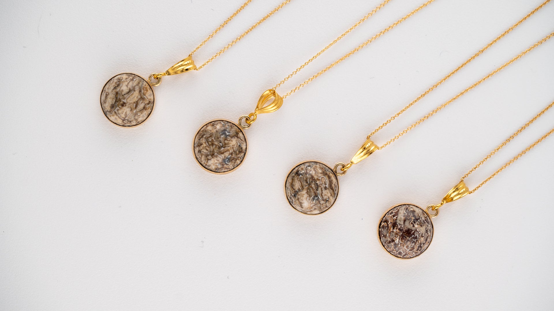 Moroccan Dinosaur Bone with 14K Gold-Filled 925 Silver Charm Necklace