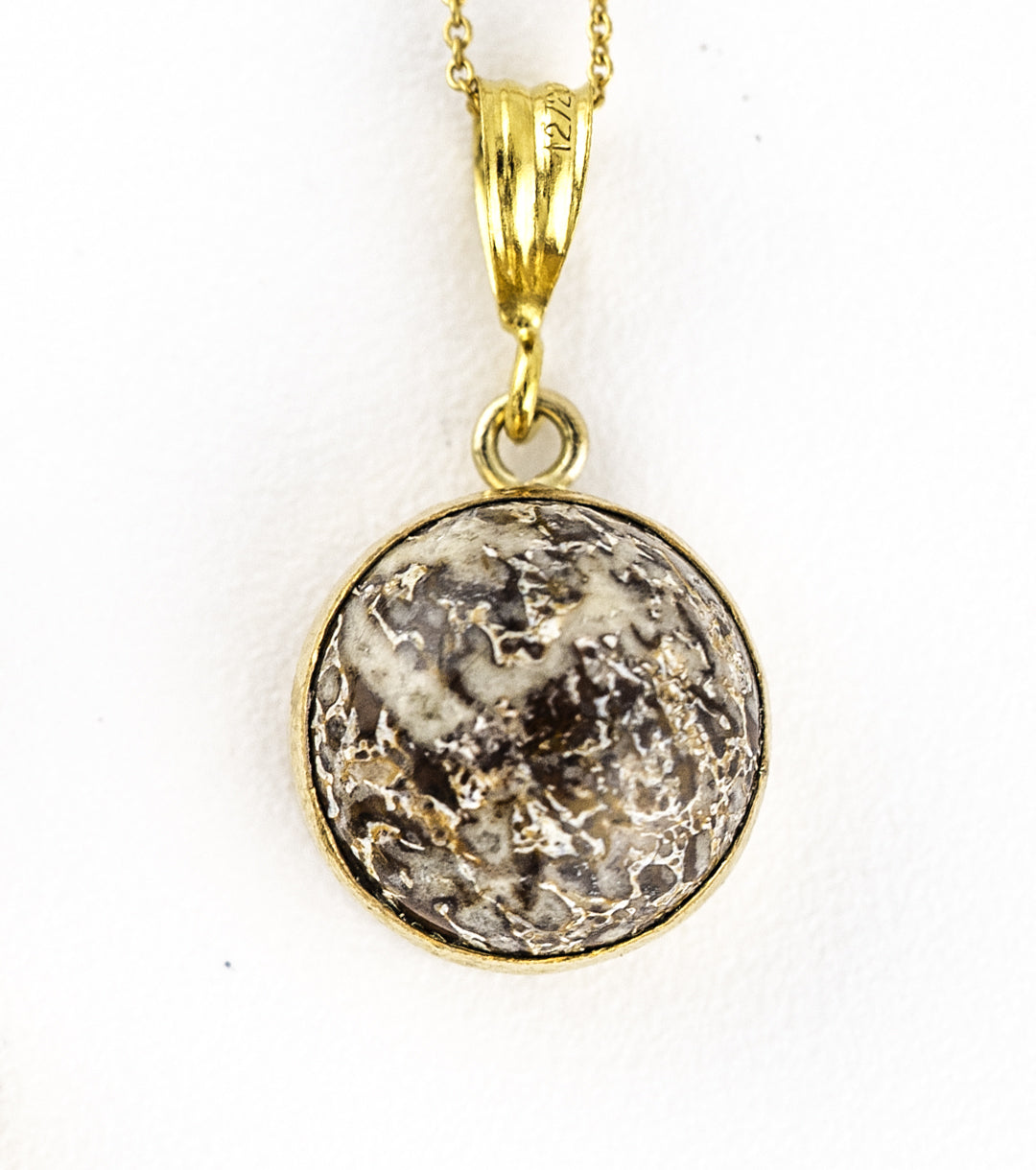 Moroccan Dinosaur Bone with 14K Gold-Filled 925 Silver Charm Necklace