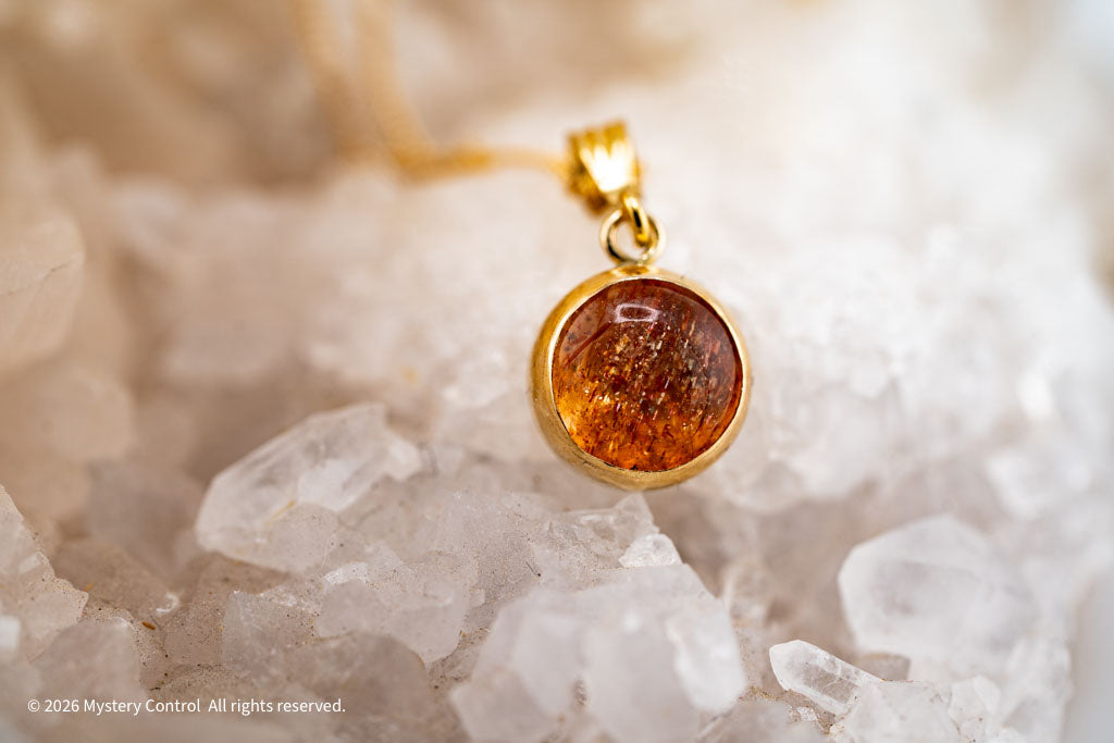 Disco Queen 10MM Sunstone Pendant Necklace10
