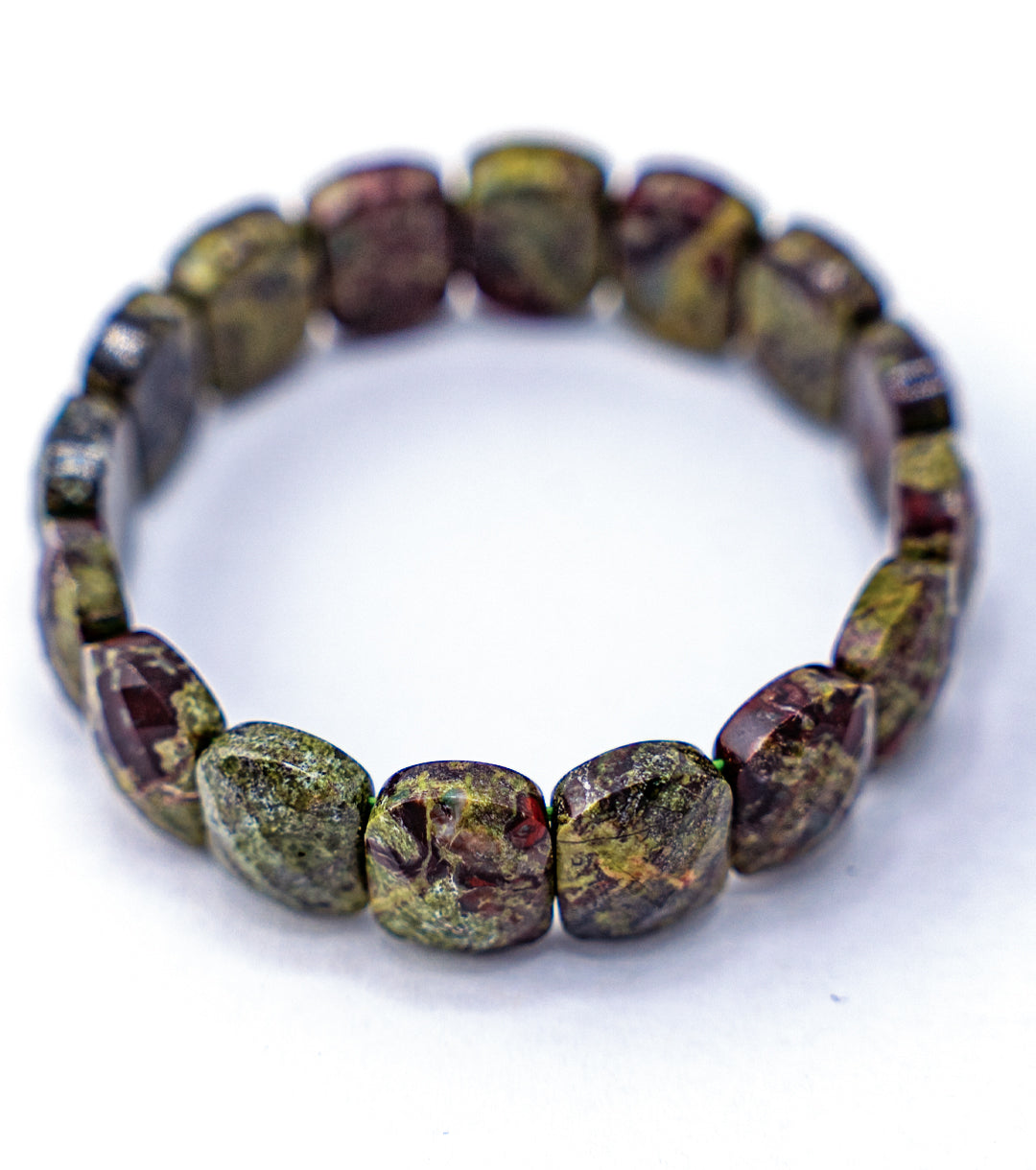 Dragon Blood Jasper Bracelet - Muscovite Silica and Red Jasper Bracelet (Green & Red)