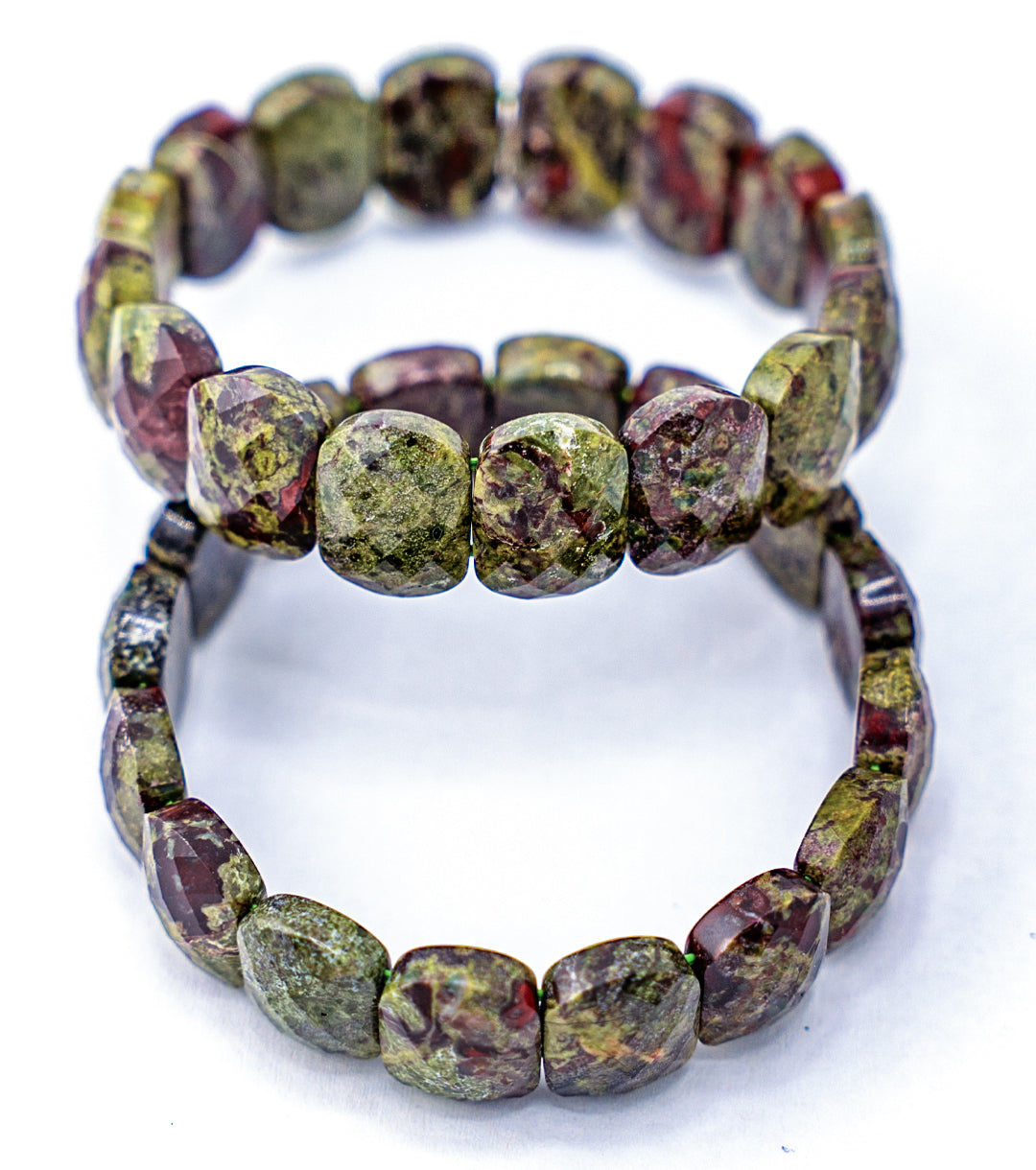 Dragon Blood Jasper Bracelet - Muscovite Silica and Red Jasper Bracelet (Green & Red)