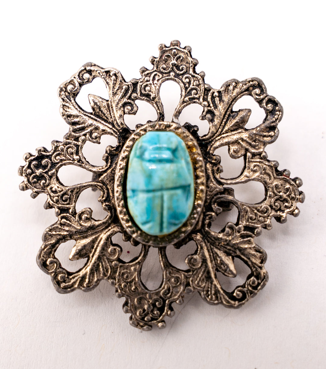 Egyptian Faience Scarab Brooch