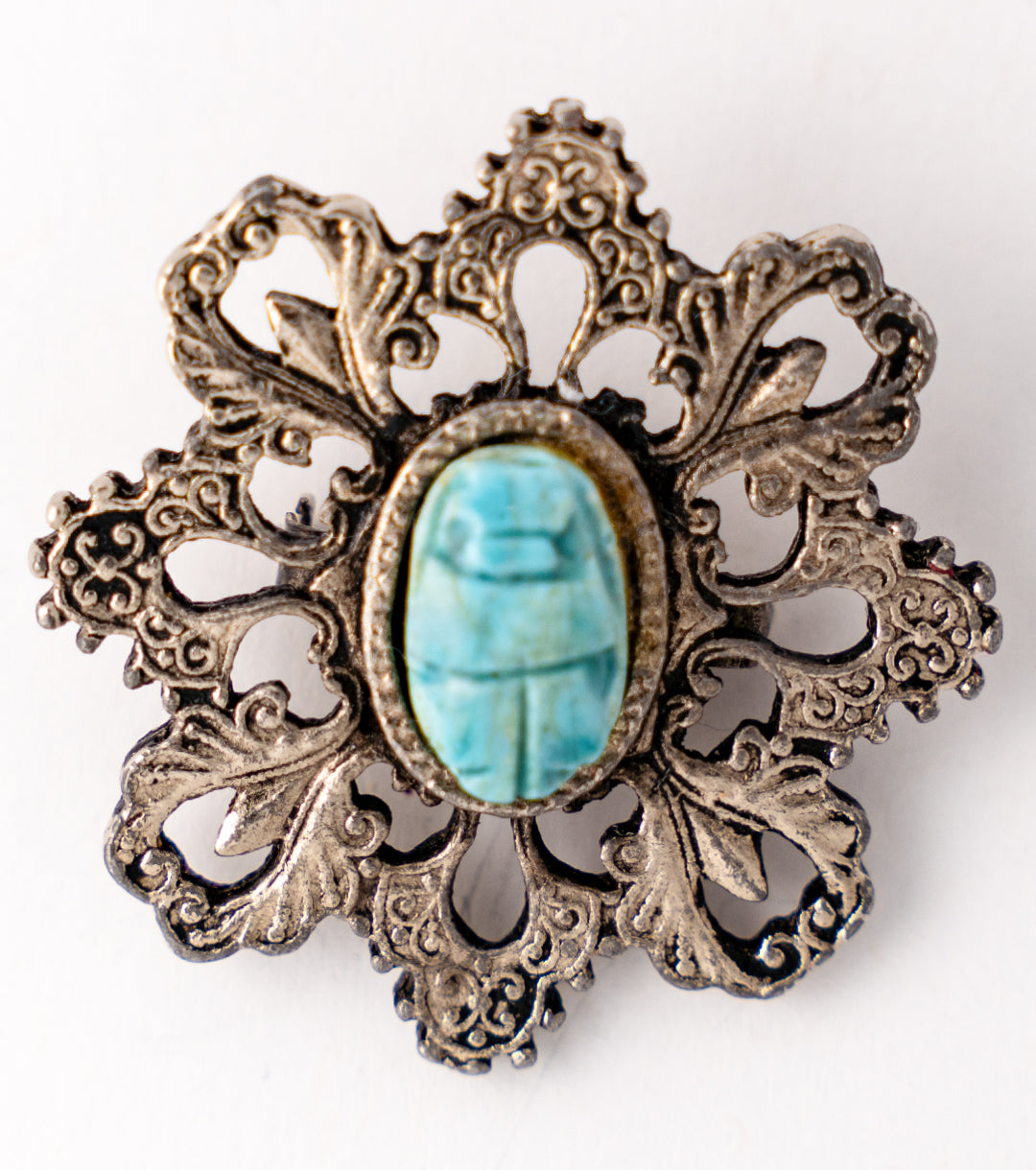 Egyptian Faience Scarab Brooch