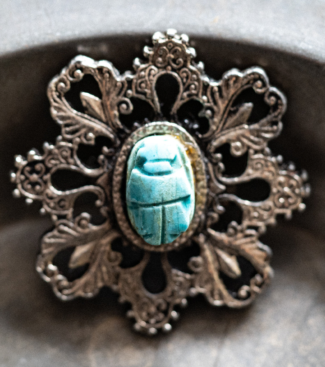 Egyptian Faience Scarab Brooch