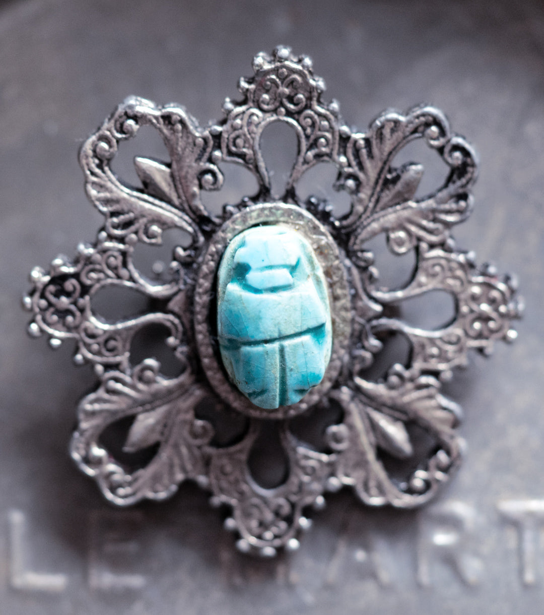 Egyptian Faience Scarab Brooch
