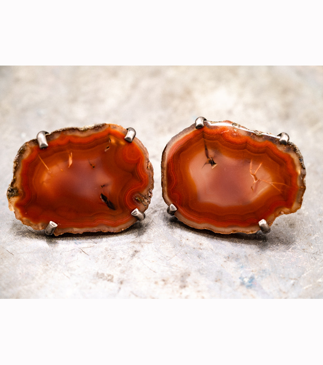 Red Fortress Agate 925 Sterling Silver Large Cuff Links