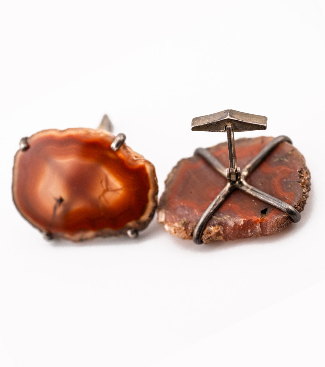 Red Fortress Agate 925 Sterling Silver Large Cuff Links