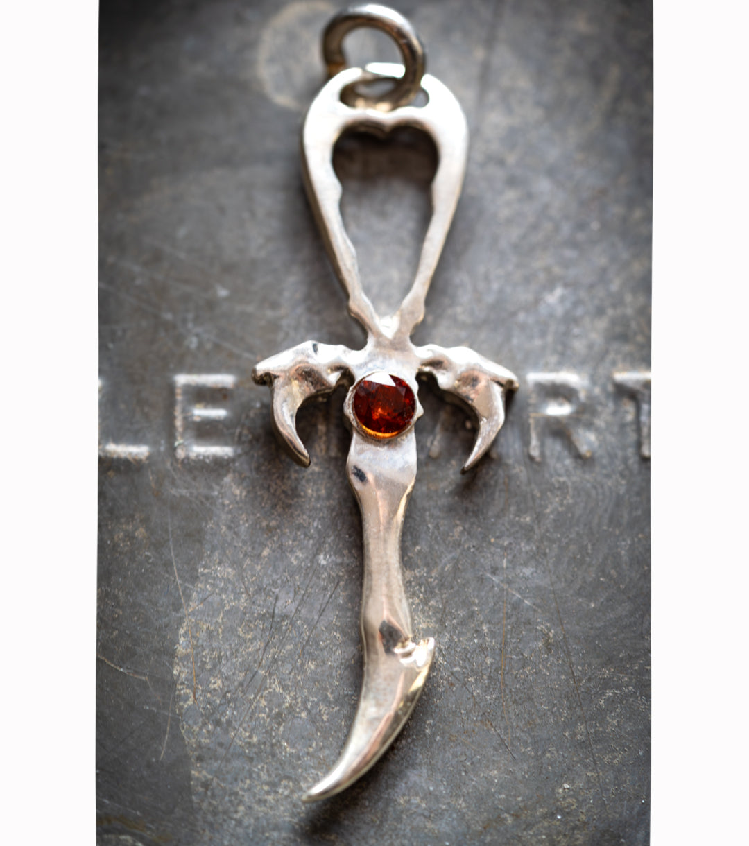 Fire Citrine & 925 Silver Vampire Ankh - Mystery Control x Endless Night -