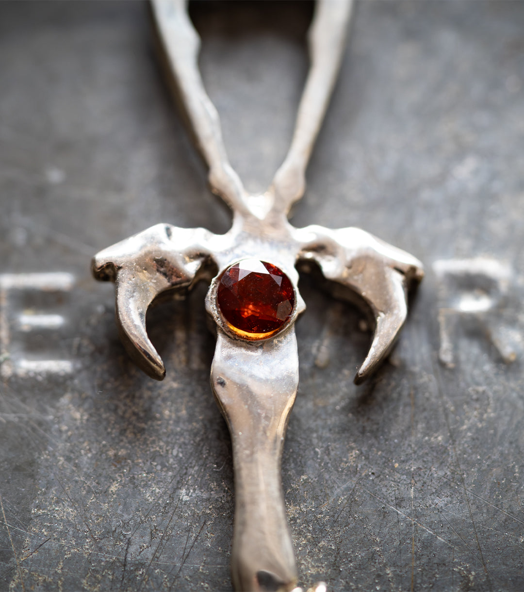 Fire Citrine & 925 Silver Vampire Ankh - Mystery Control x Endless Night -