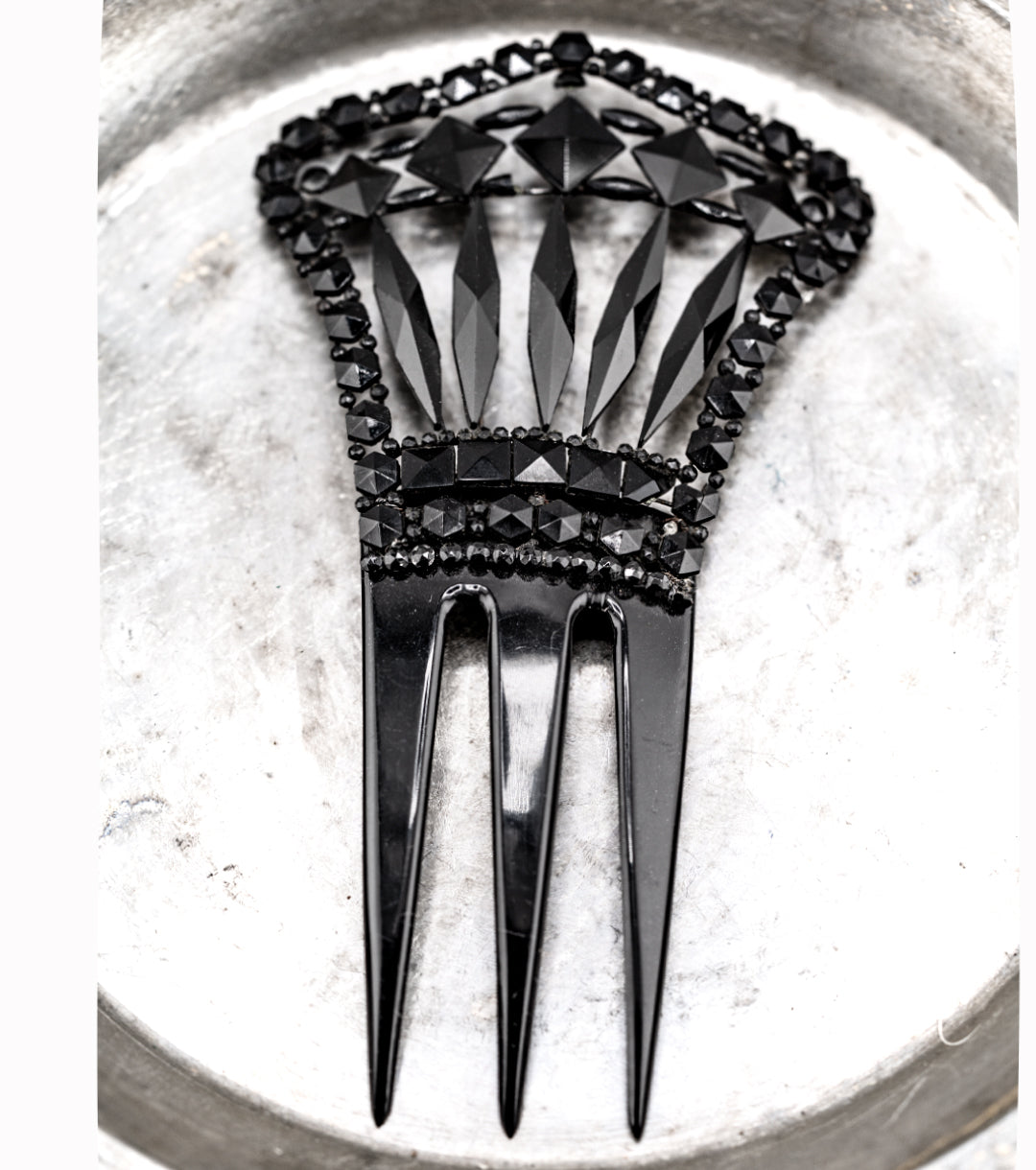 Victorian Celluloid & French Jet Mourning Comb