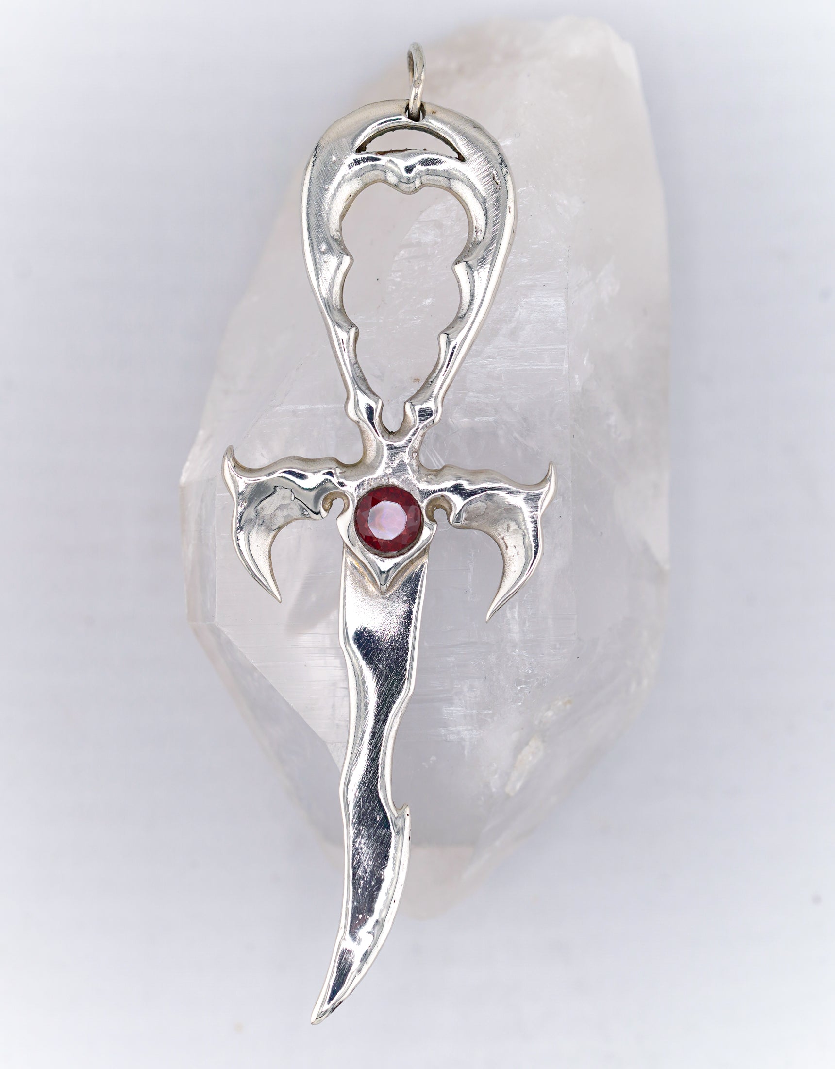 Garnet & 925 Silver Large Vampire Ankh - Mystery Control x Endless Night