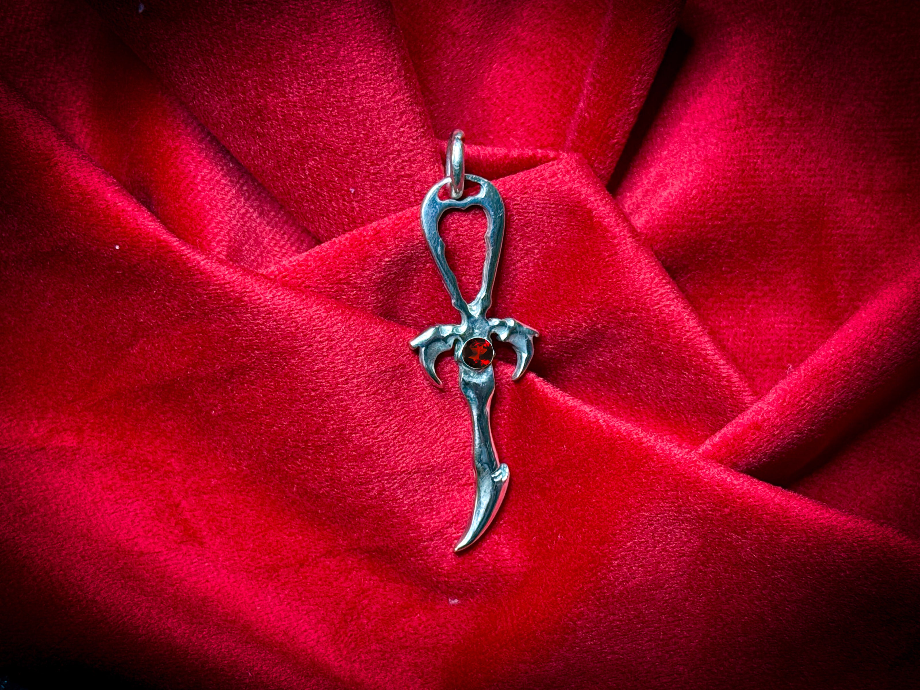 Garnet & 925 Silver Vampire Ankh - Mystery Control x Endless Night