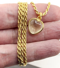 Meteorite Glass "Heart Of Glass" 18K Gold Plate 925 Silver Rope Necklace