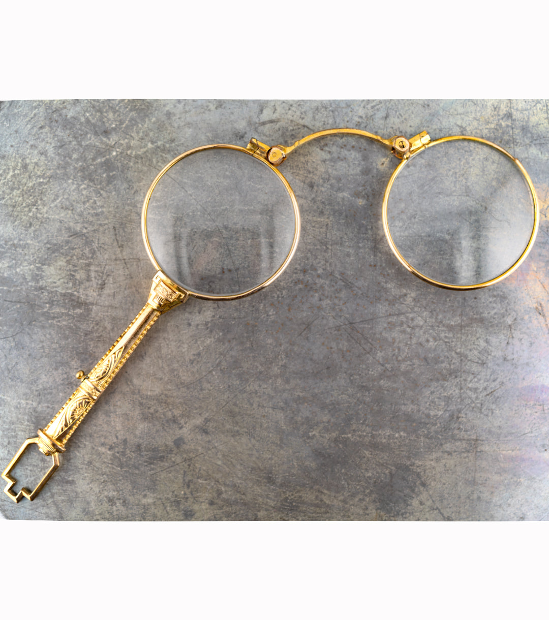 Gold Filled Lorgnette with Retractible Lenses
