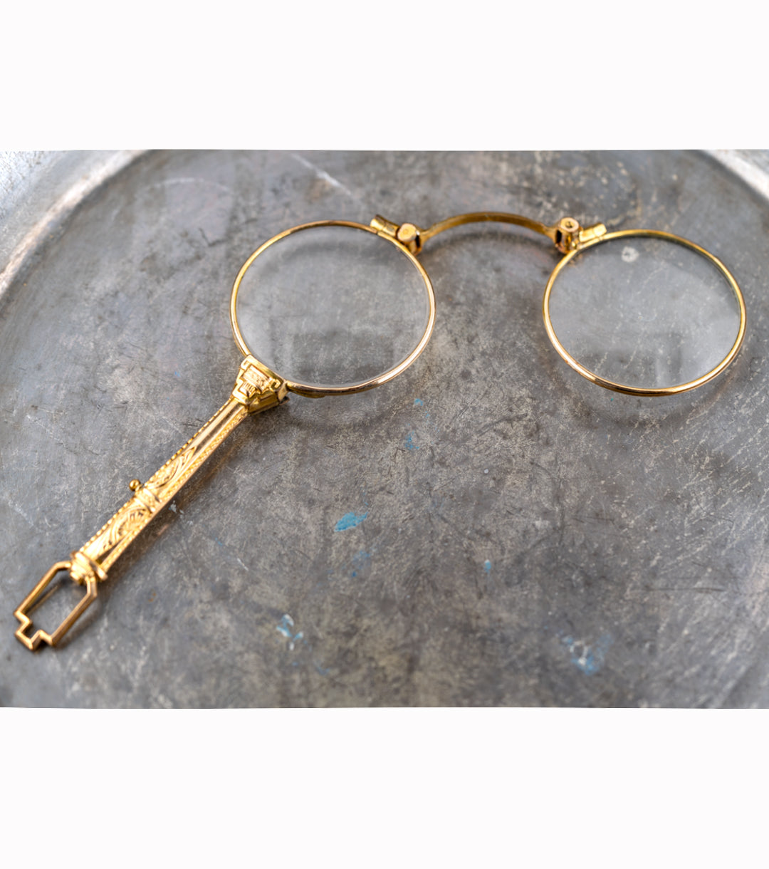 Gold Filled Lorgnette with Retractible Lenses