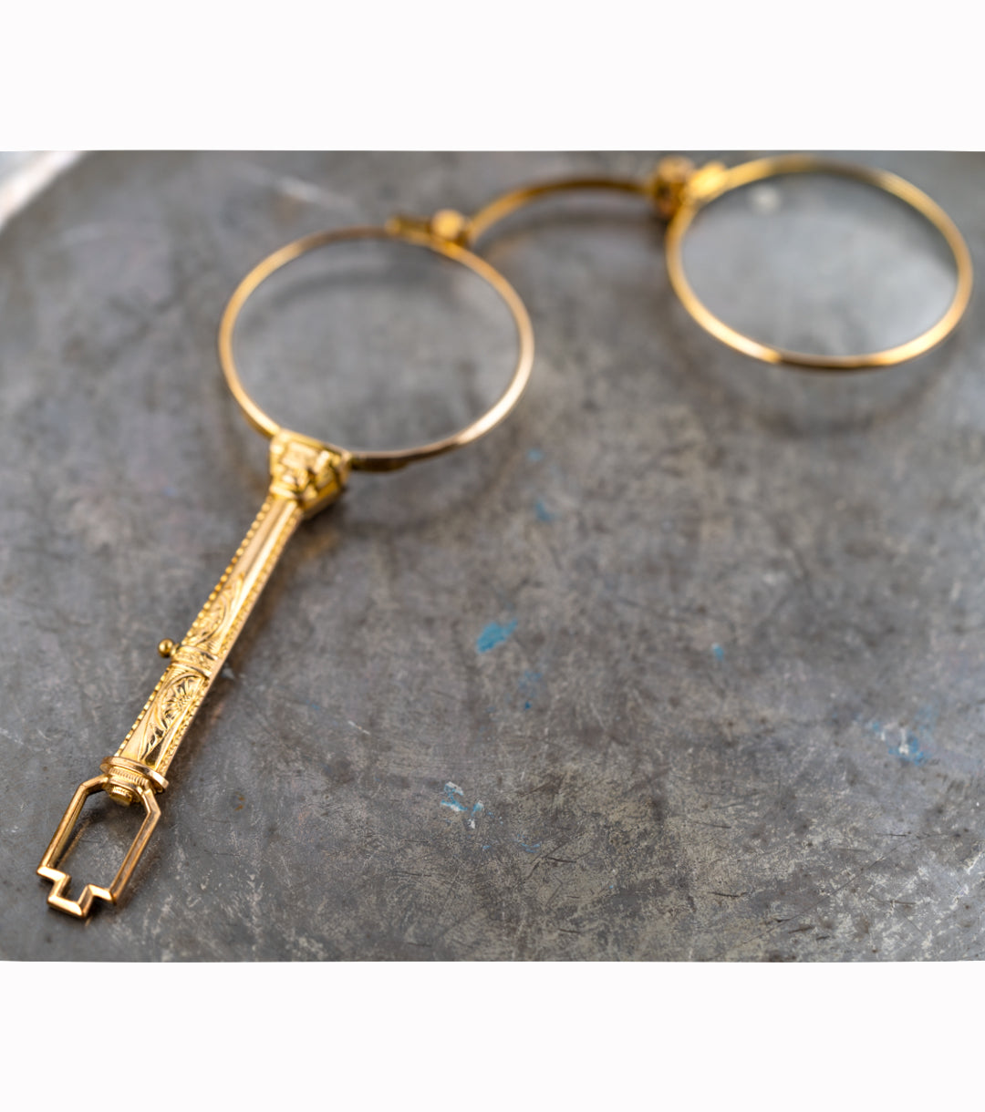 Gold Filled Lorgnette with Retractible Lenses