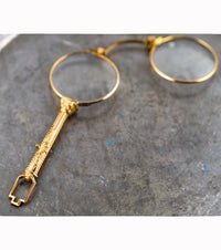 Gold Filled Lorgnette with Retractible Lenses