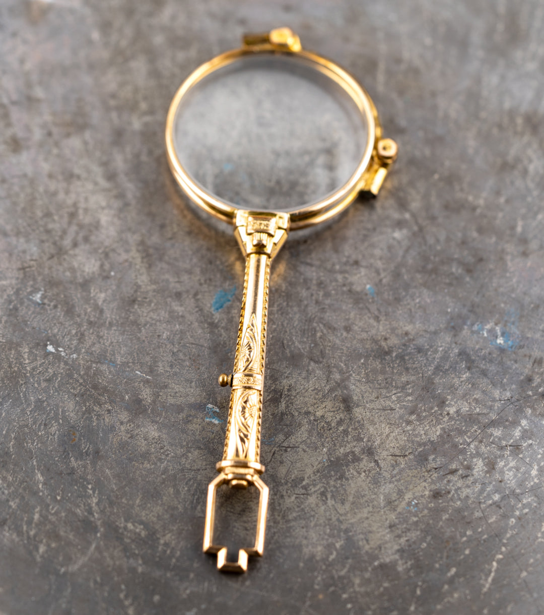 Gold Filled Lorgnette with Retractible Lenses