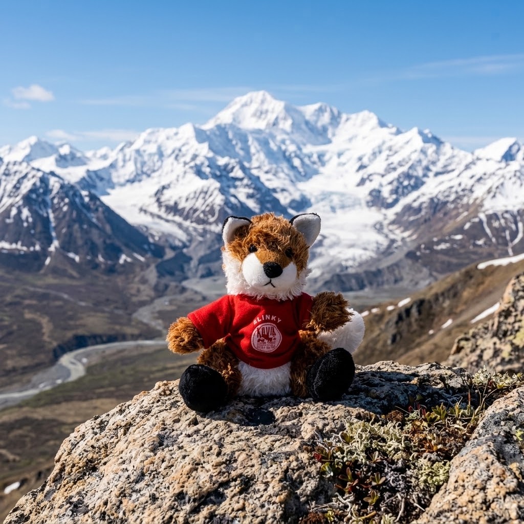 Slinky the Fox Plushie w/ Kavik River Camp Tee