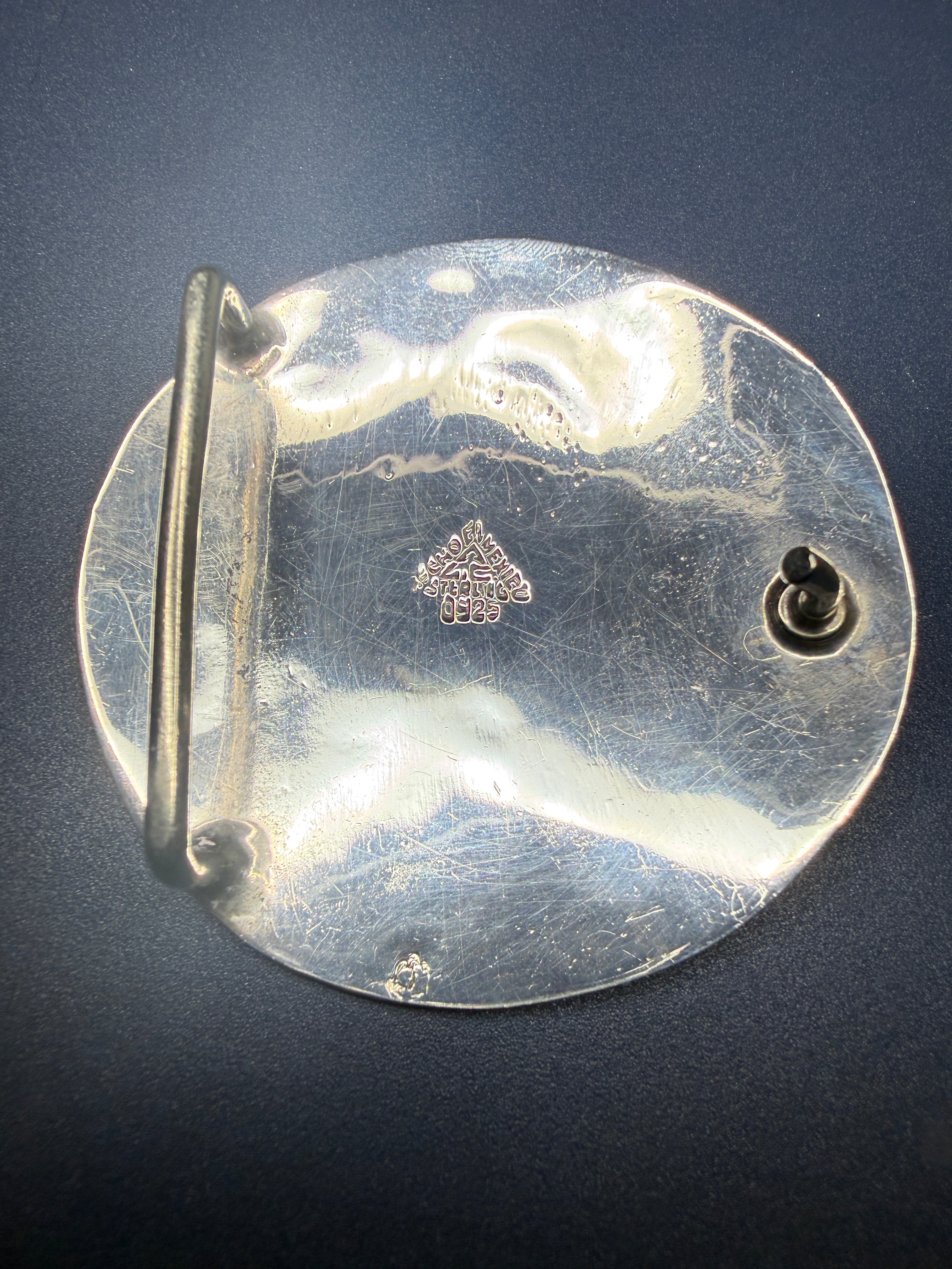 Vintage 925 Silver, Rose Gold & Garnet Horse Head Belt Buckle