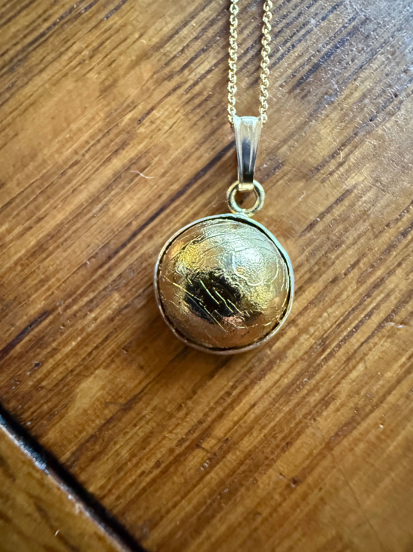 Golden Meteorite and 14K Gold-Filled 925 Silver Charm Necklace