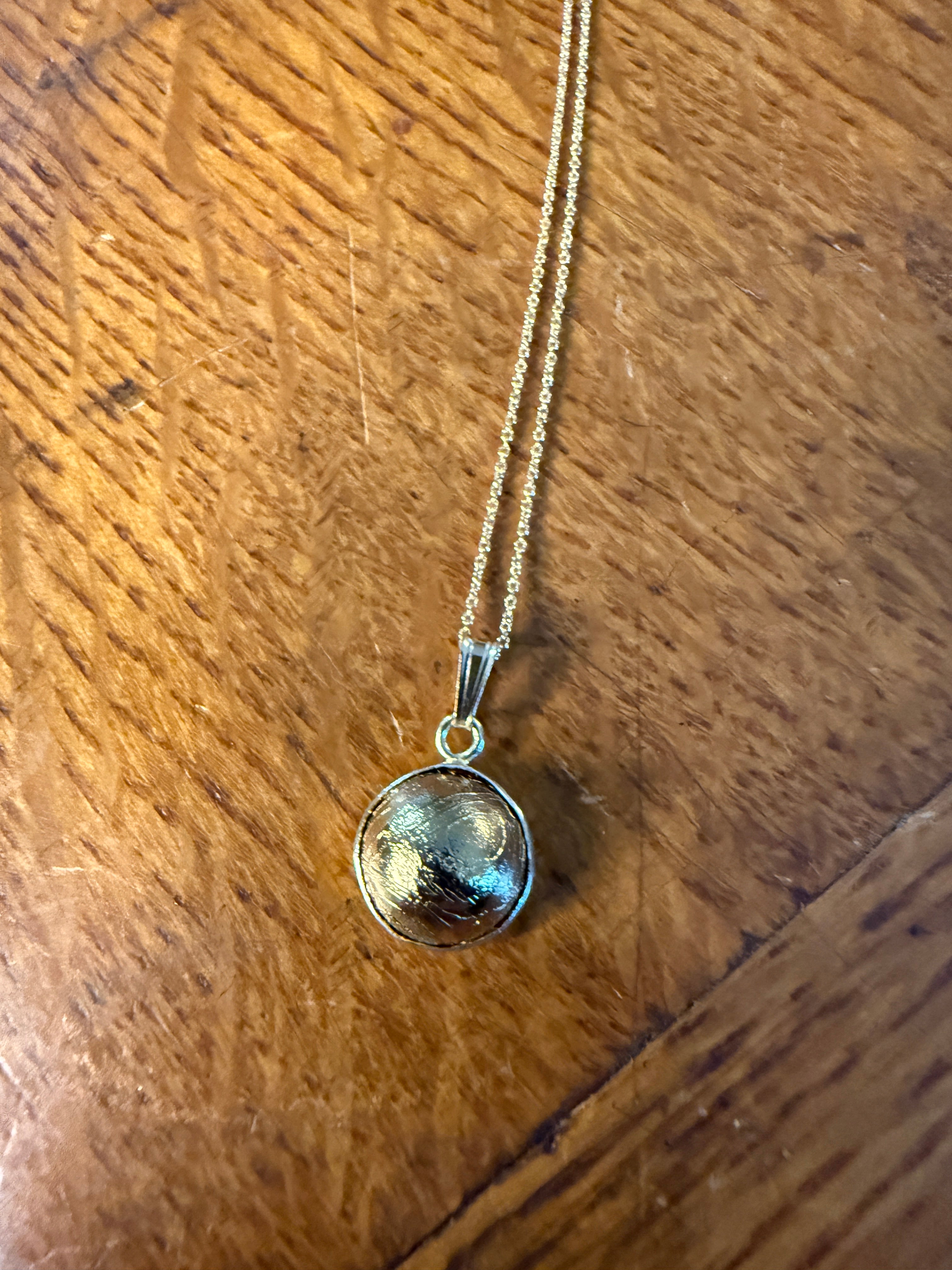 Golden Meteorite and 14K Gold-Filled 925 Silver Charm Necklace