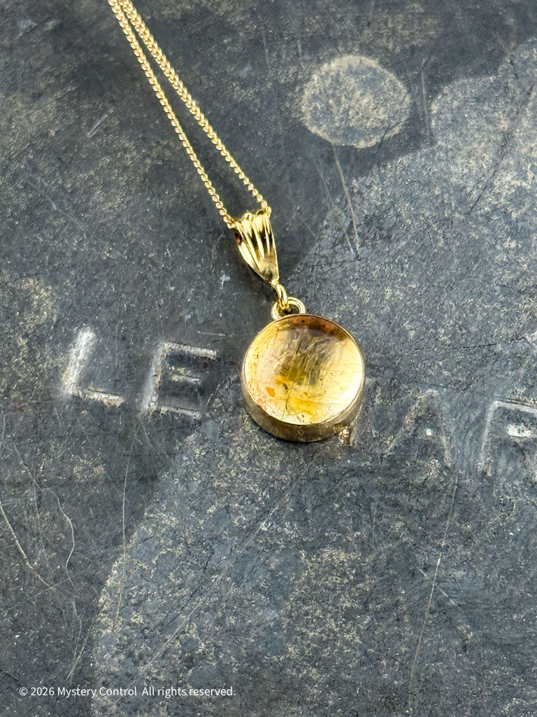 "Sun Spot" Sunstone and Gold Charm Necklace