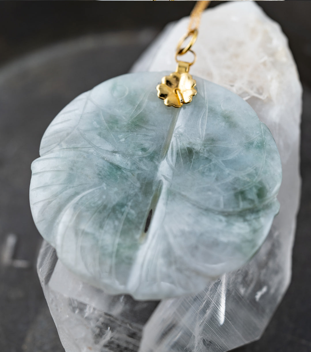 Carved Jade Double Koi Good Luck Pendant Necklace