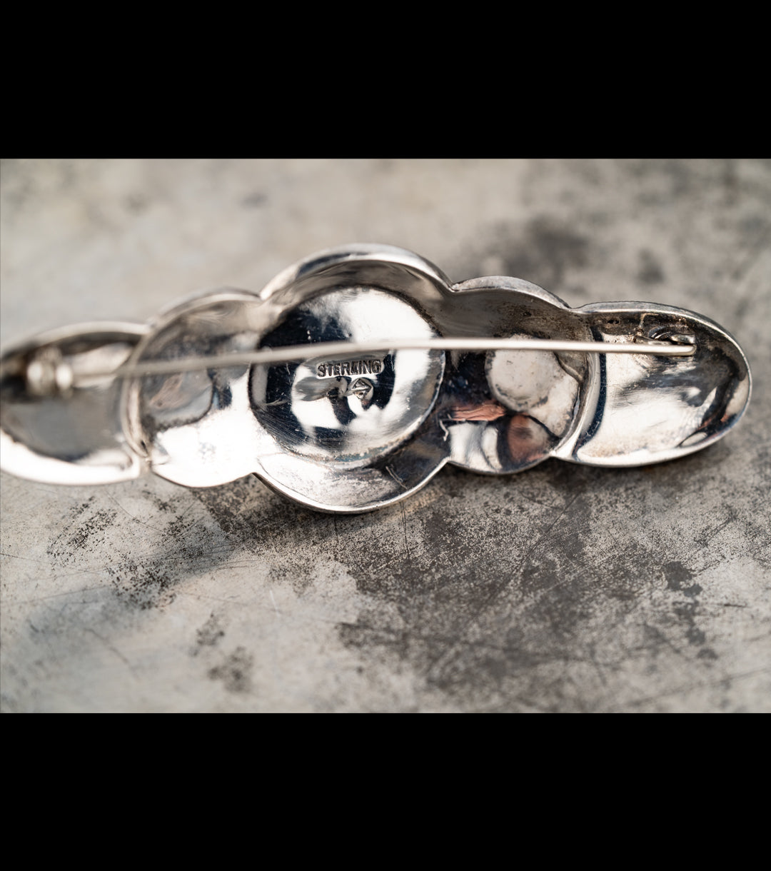 80s Judith Jack 925 Silver, Onyx & Faux Pearl Brooch