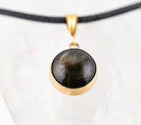 Finland Spectrolite 14K Gold-Filled & Black Leather Pendant Necklace