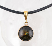Finland Spectrolite 14K Gold-Filled & Black Leather Pendant Necklace