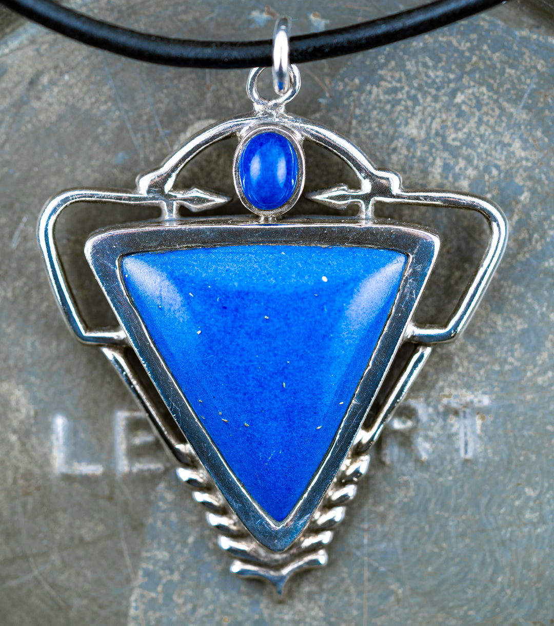 80s Navajo 925 Lapis Lazuli Sculptural Pendant Necklace