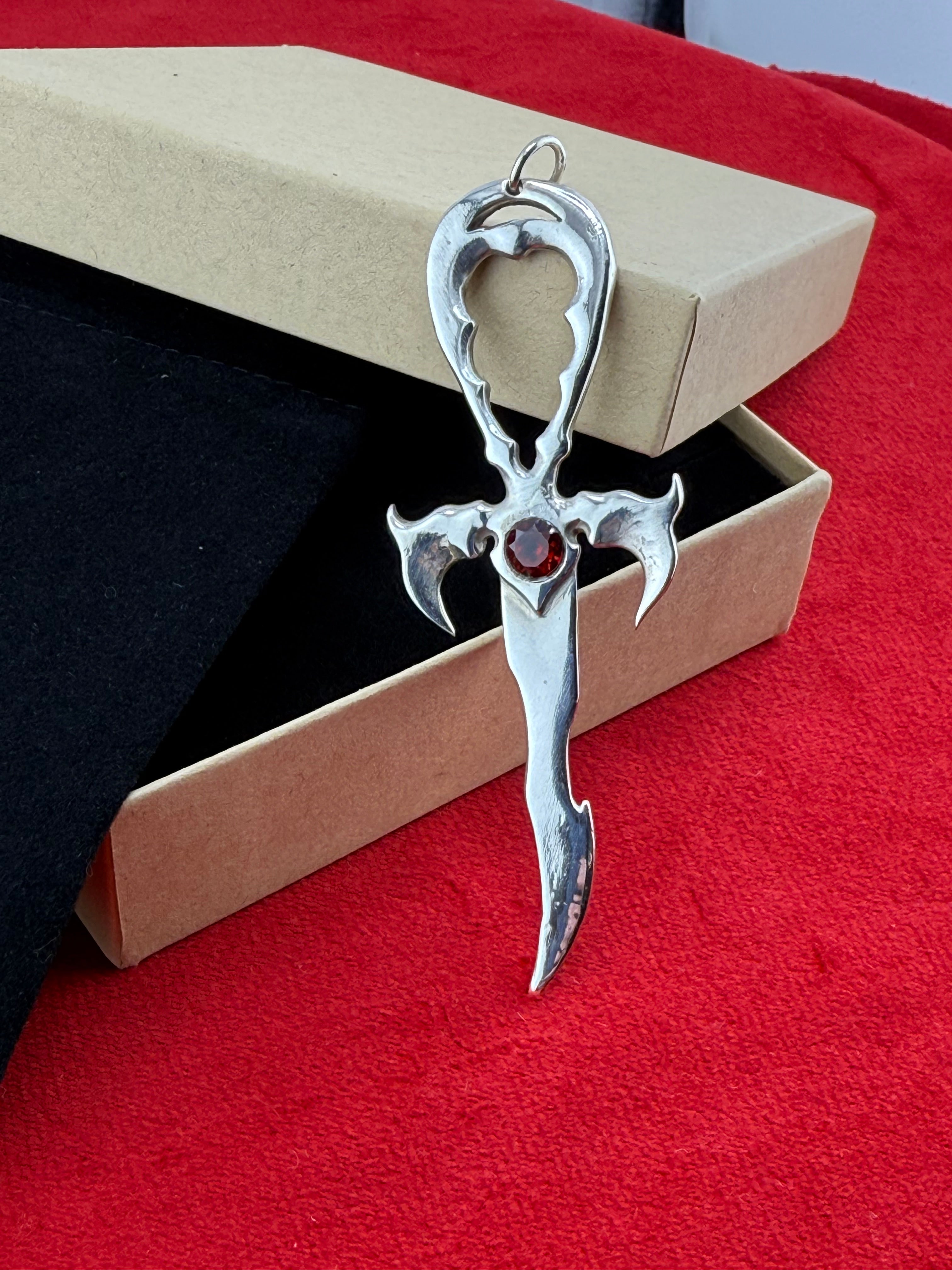 Garnet & 925 Silver Large Vampire Ankh - Mystery Control x Endless Night