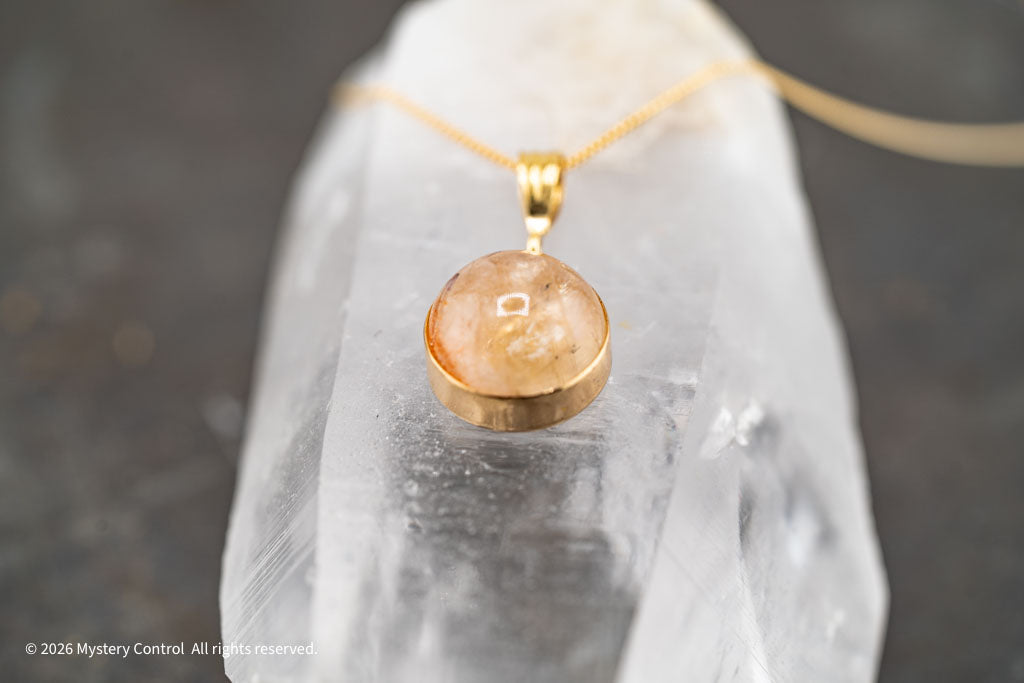 Lunar Eclipse 12MM Sunstone Charm Necklace