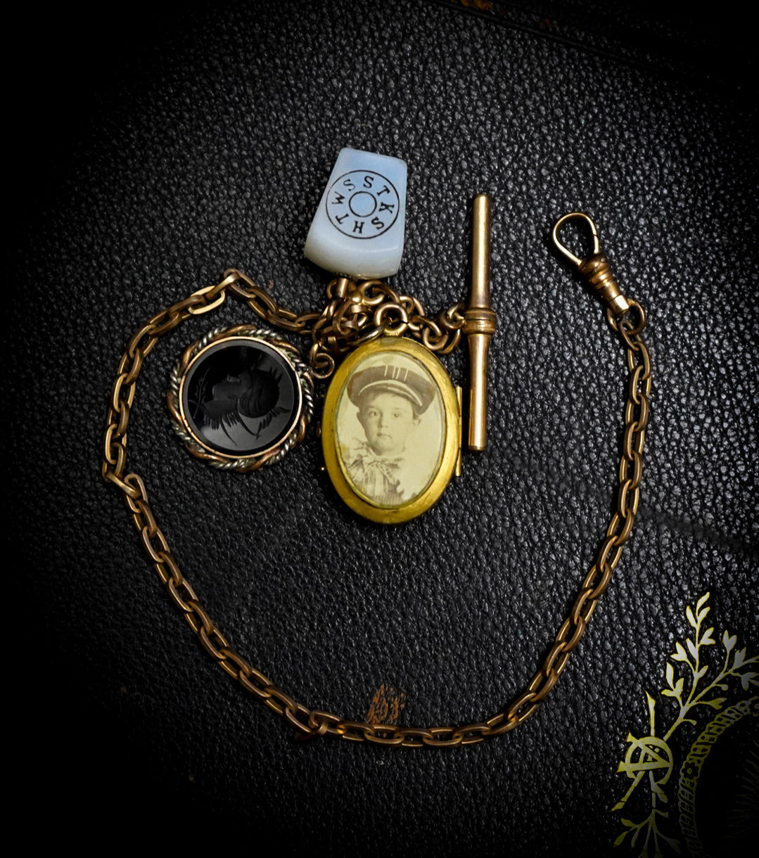 Gold Fill "Treasures" Mourning Watch Chain
