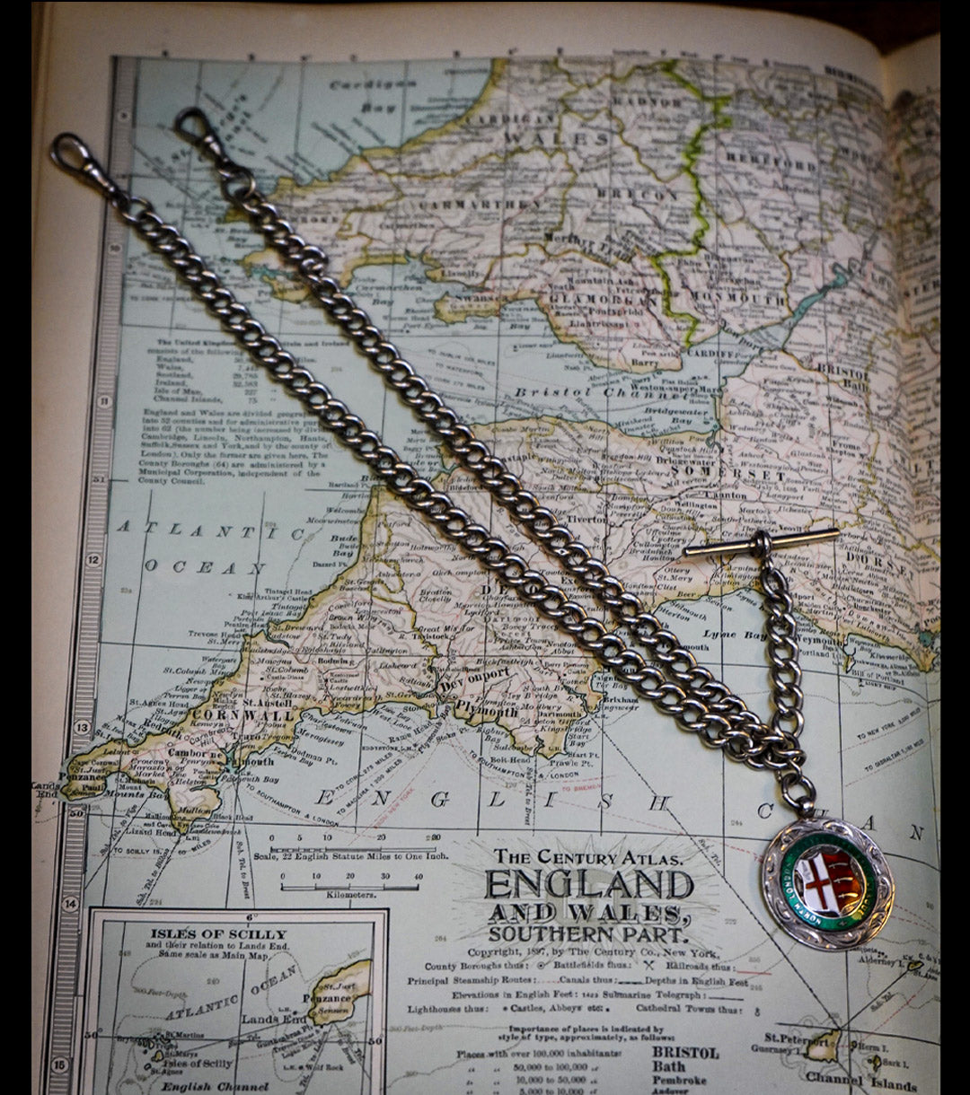 Edwardian "North London Thursday Football League" Enamel & Silver Watch Fob w/ 925 Silver Chain